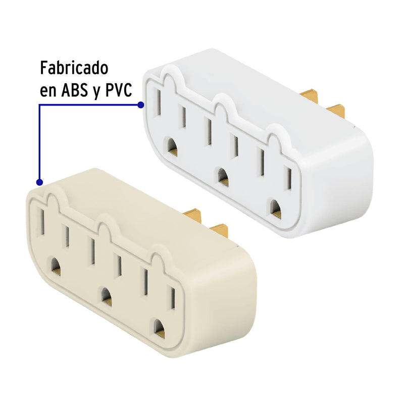 Multicontacto de barra triple aterrizado,  a granel,  Volteck