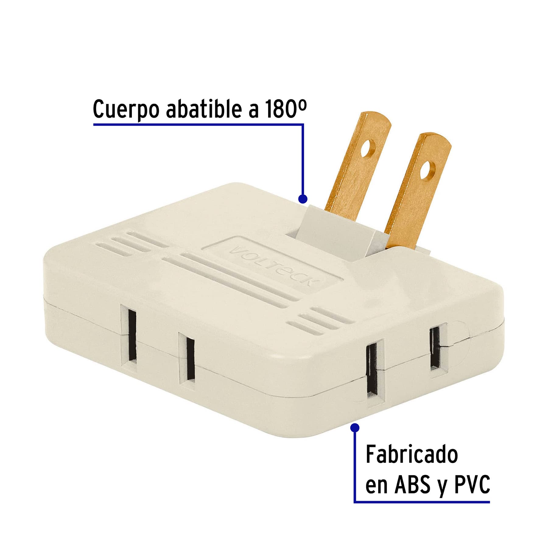 Multicontacto triple,tipo bisagra,entradas laterales,Volteck