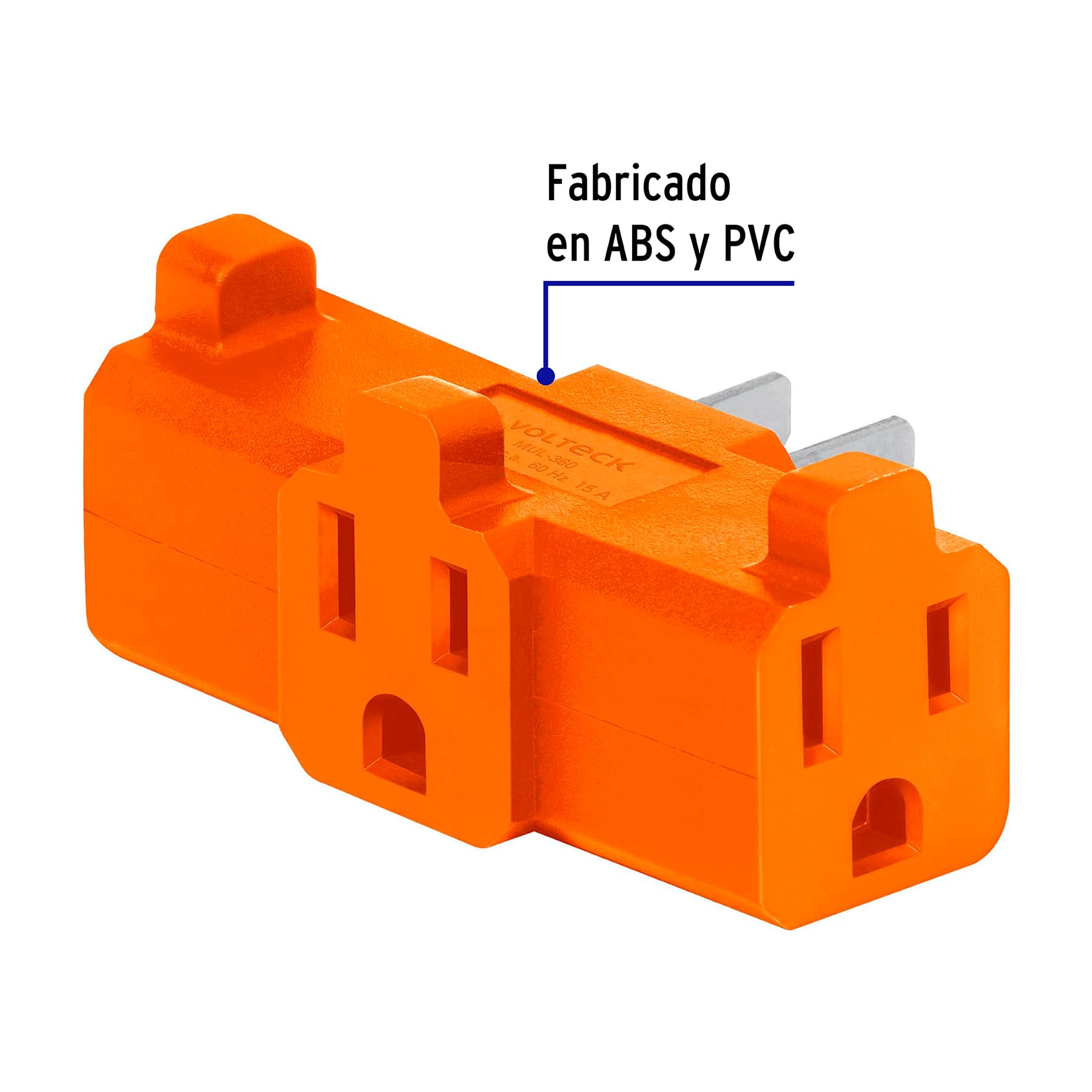 Multicontacto triple aterrizado, tipo "T" reforzado, Volteck