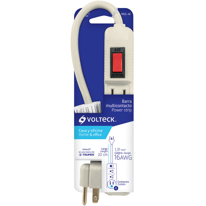 Multicontacto 16 AWG doméstico 4 entradas,  Volteck