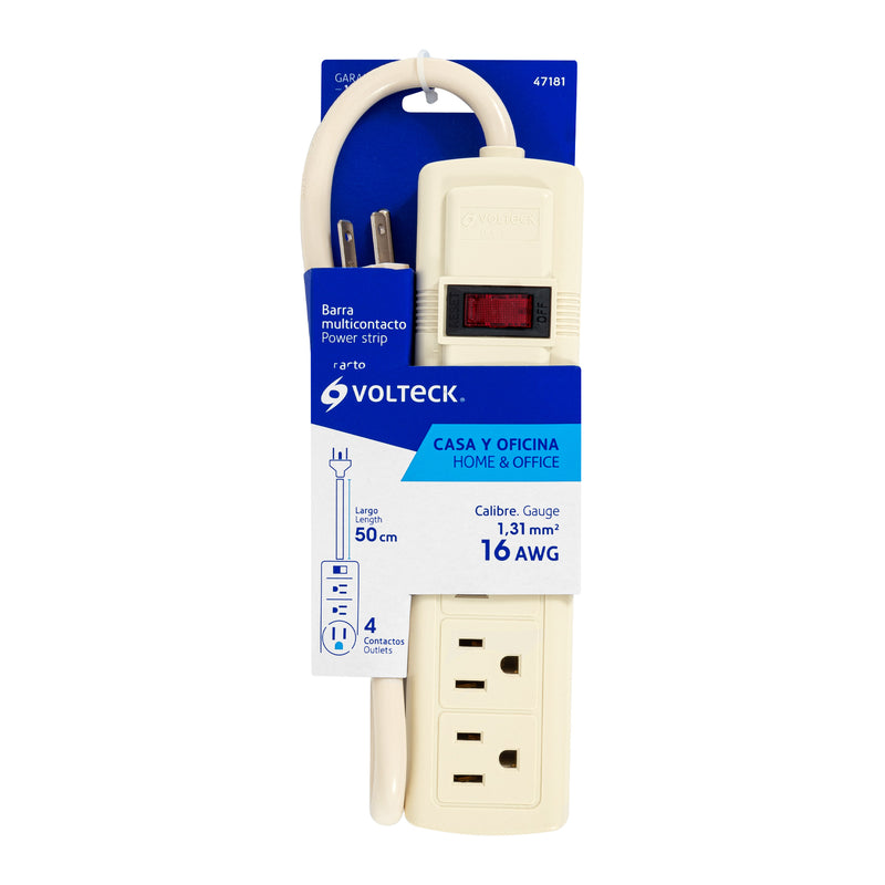 Multicontacto 16 AWG uso rudo con 4 entradas,  Volteck