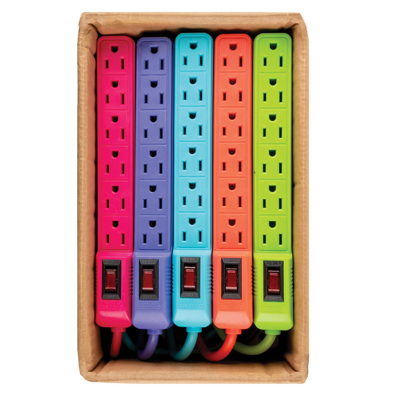 Multicontacto 16 AWG doméstico 6 entradas,  colores a granel