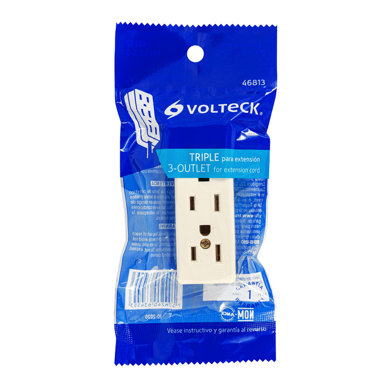 Multicontacto triple para extensión,  2 polos + tierra