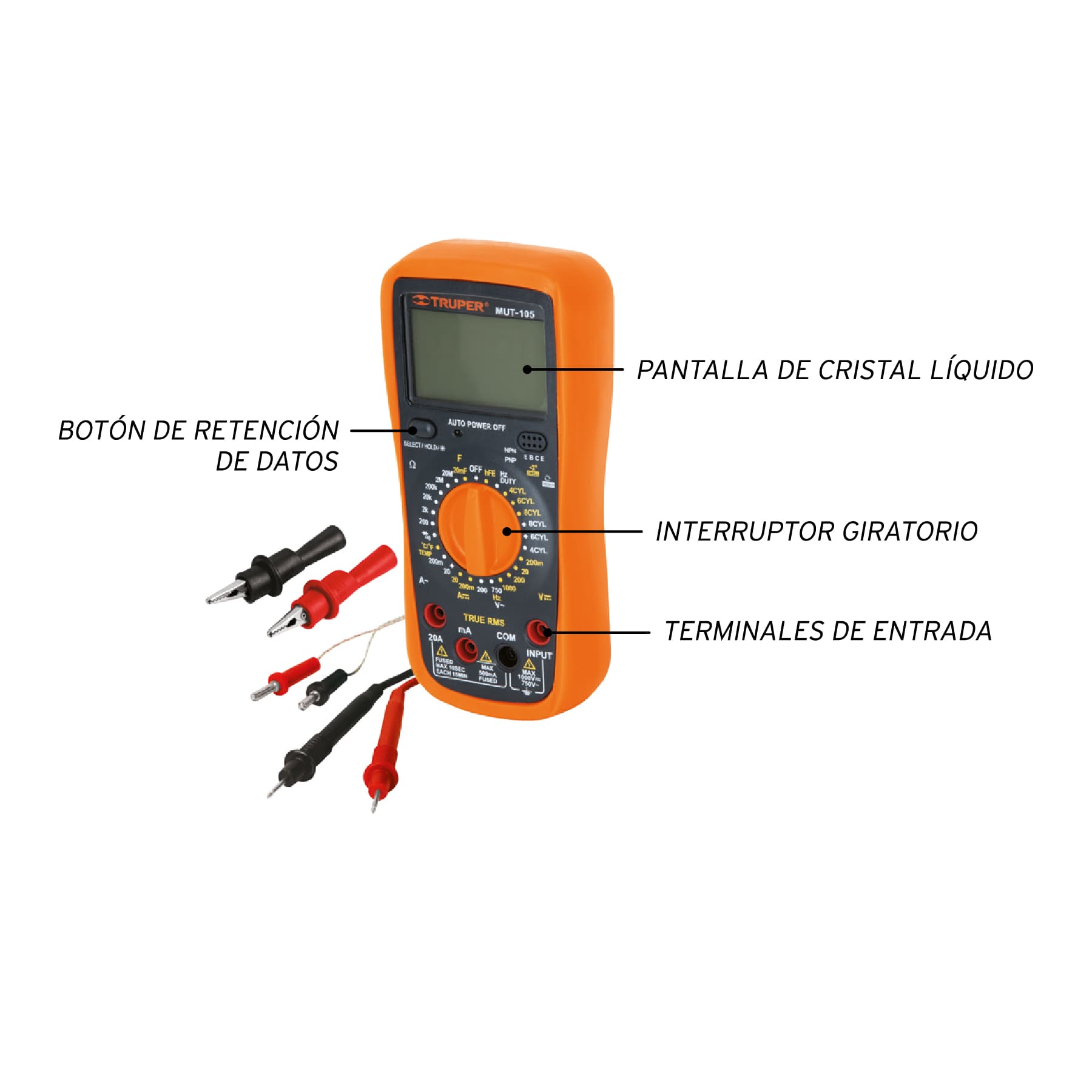 Multímetro digital para mant automotriz con RMS verdadero