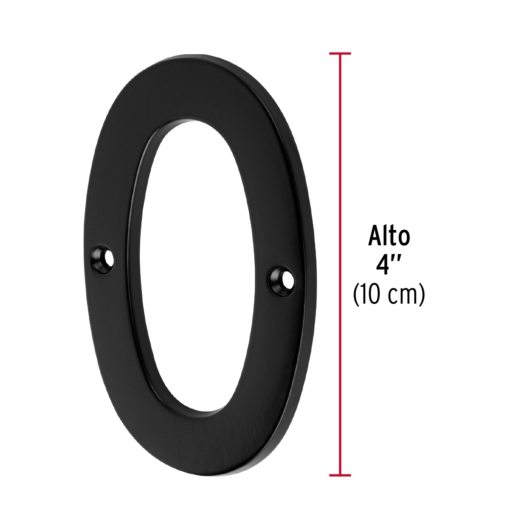 Número 0 de latón sólido 4", negro, Hermex