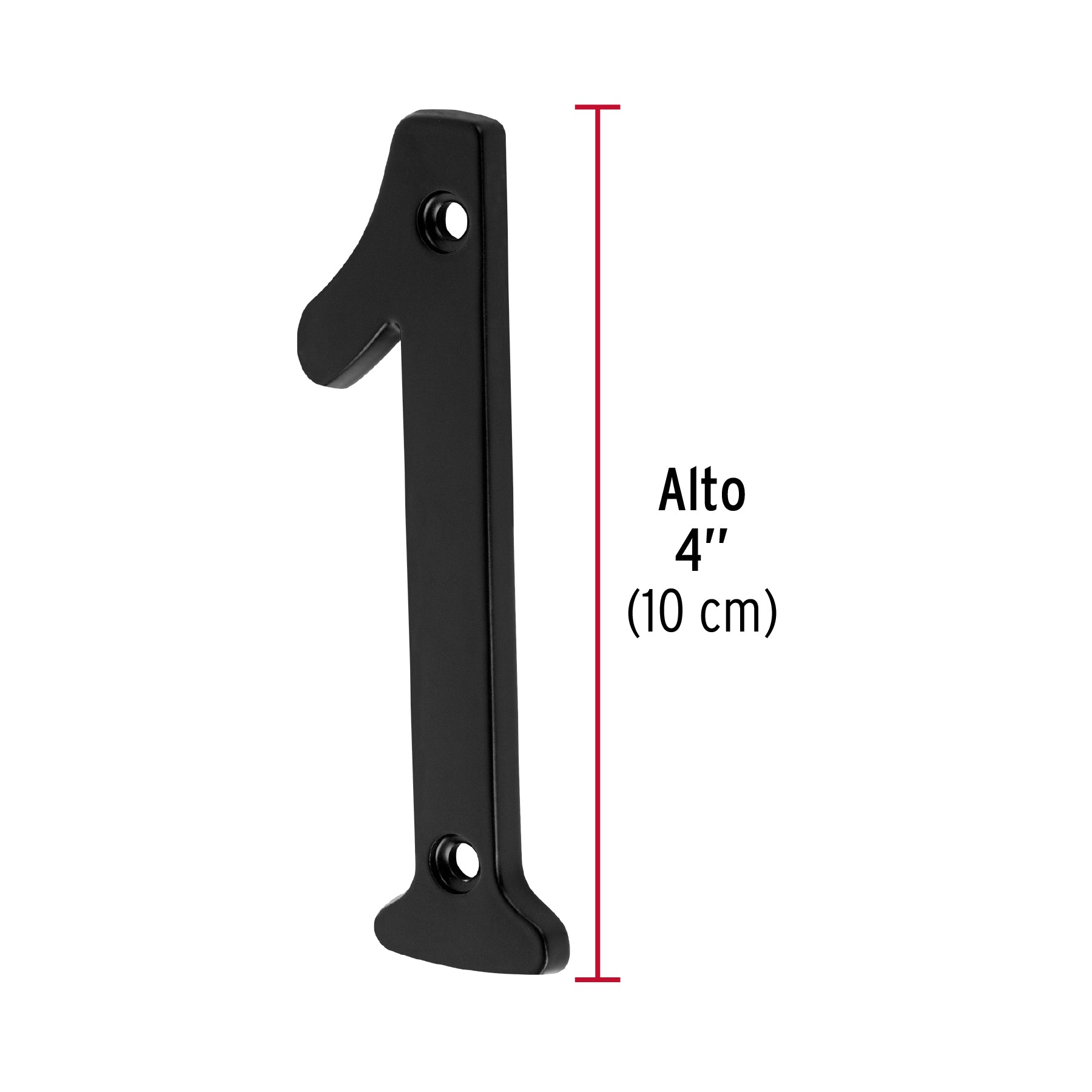 Número 1 de latón sólido 4", negro, Hermex