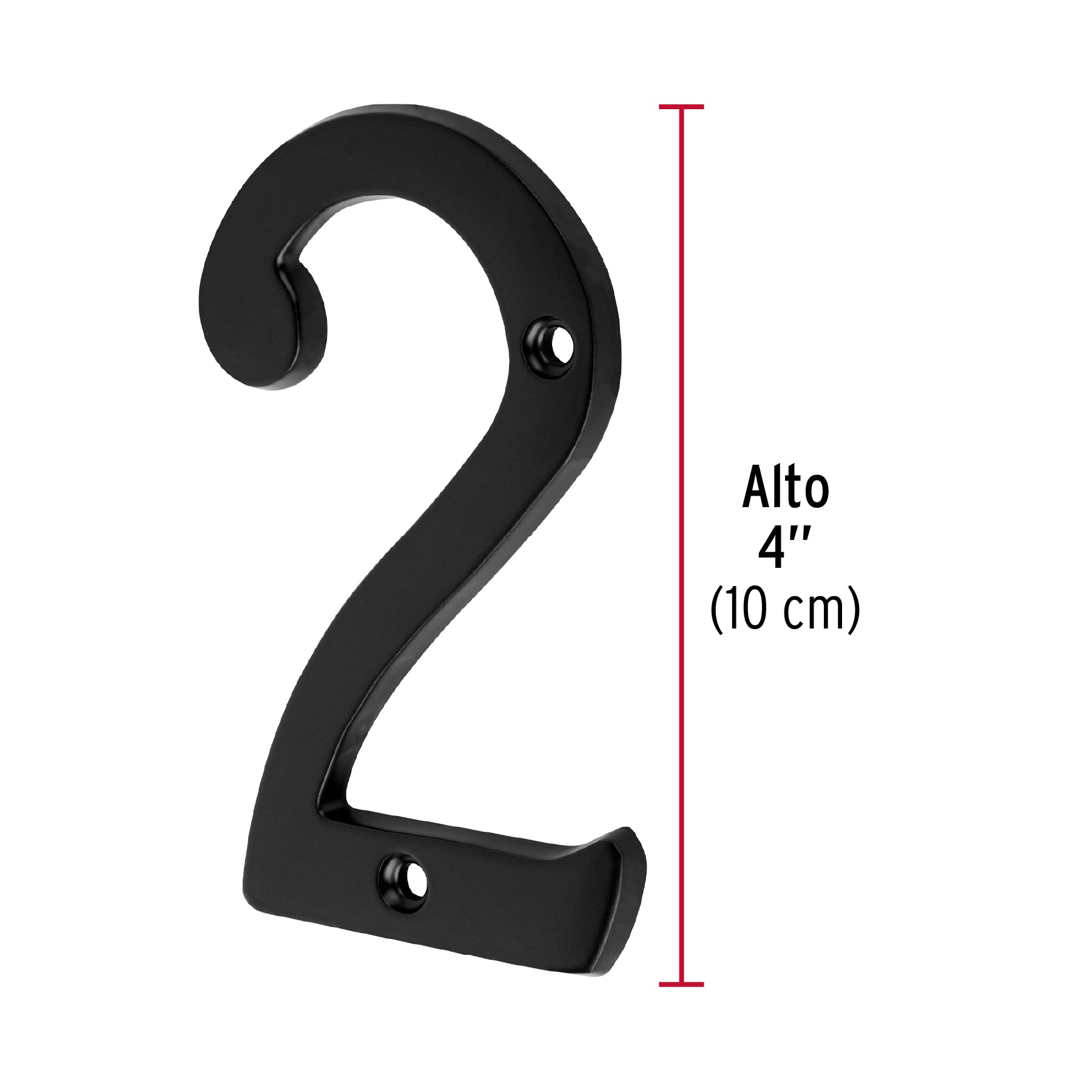 Número 2 de latón sólido 4", negro, Hermex