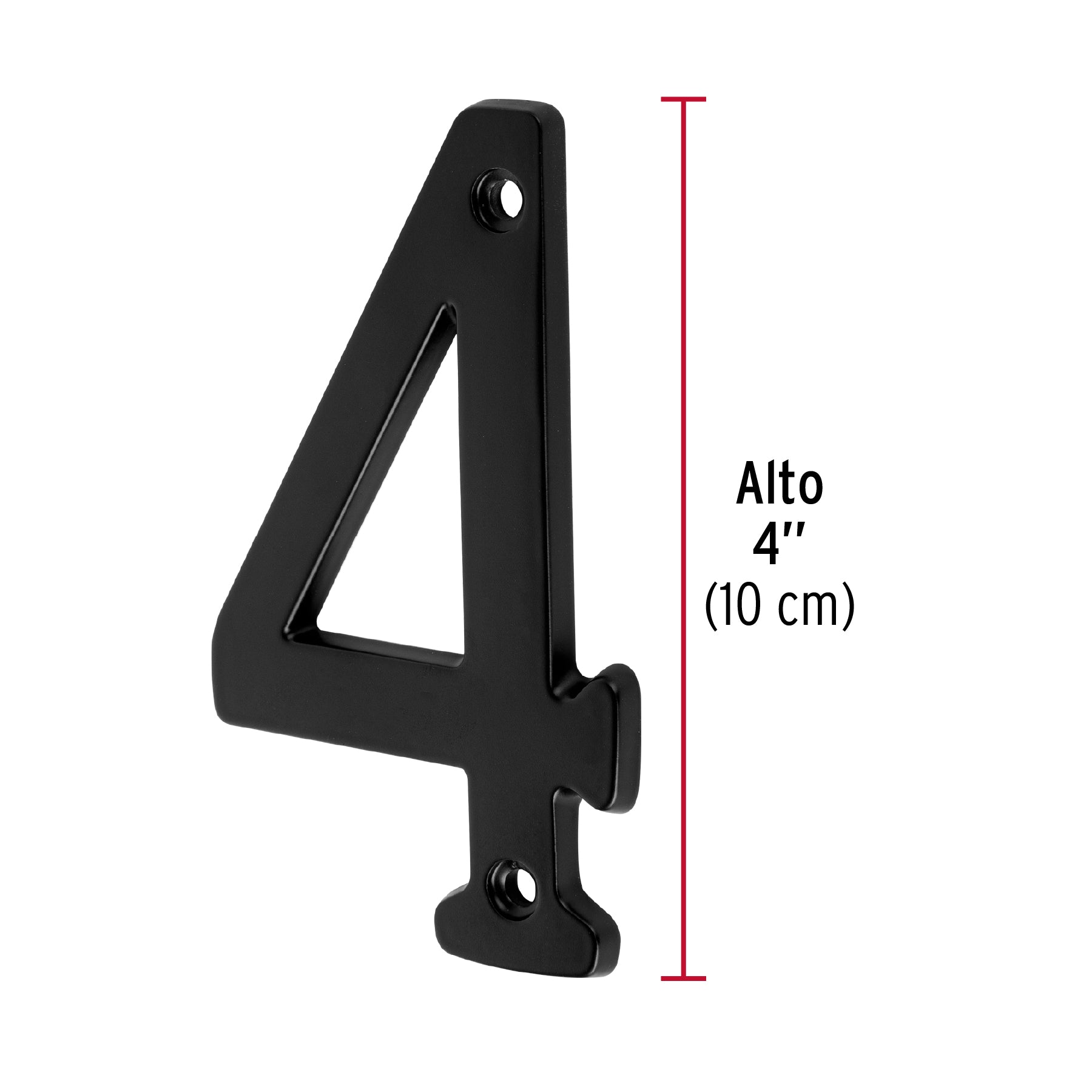 Número 4 de latón sólido 4", negro, Hermex