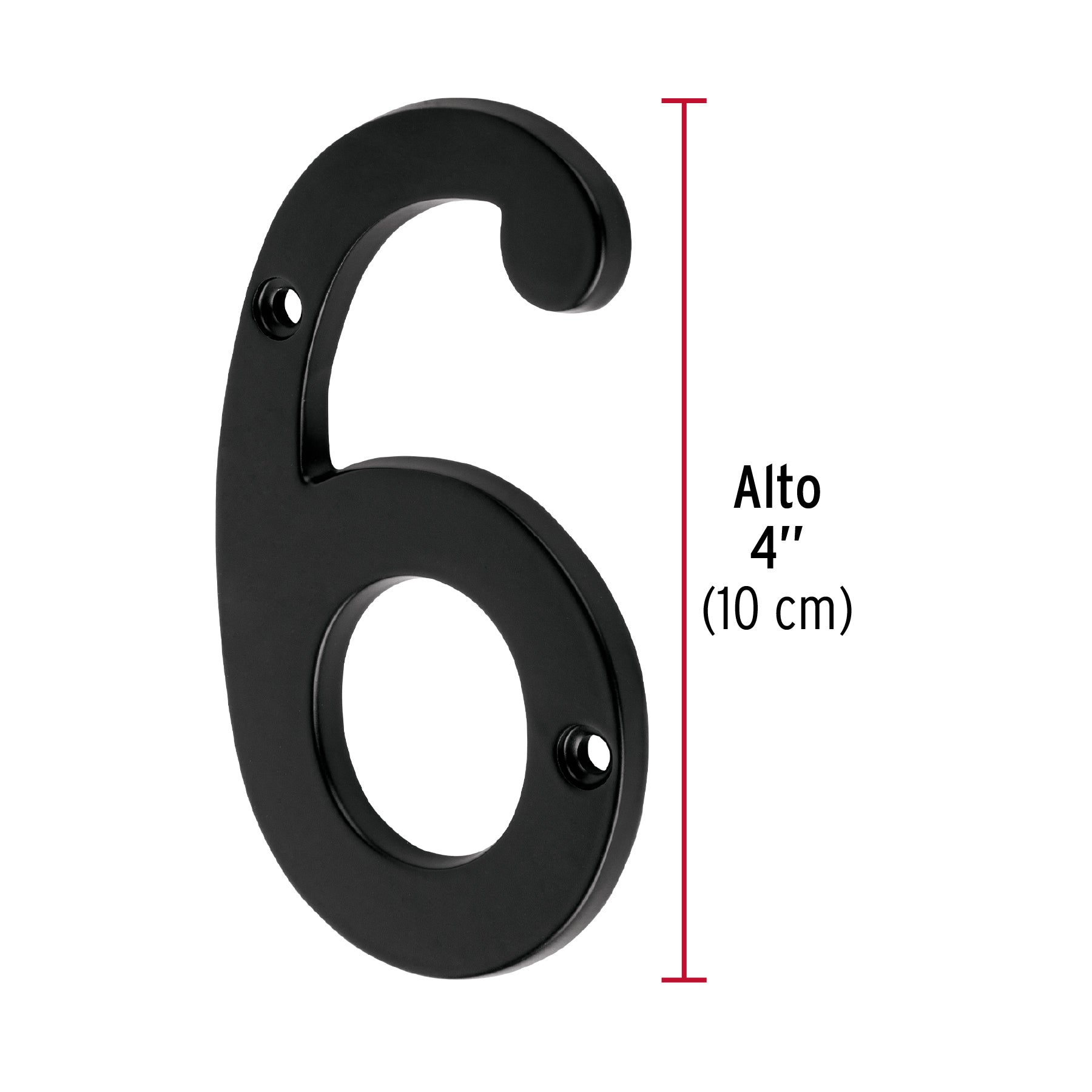Número 6 de latón sólido 4", negro, Hermex
