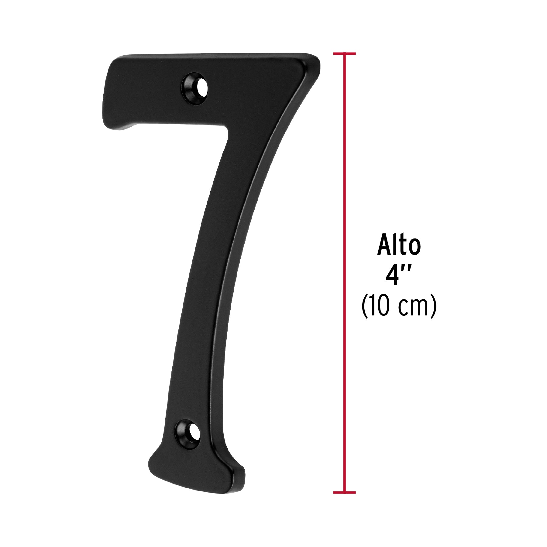 Número 7 de latón sólido 4", negro, Hermex