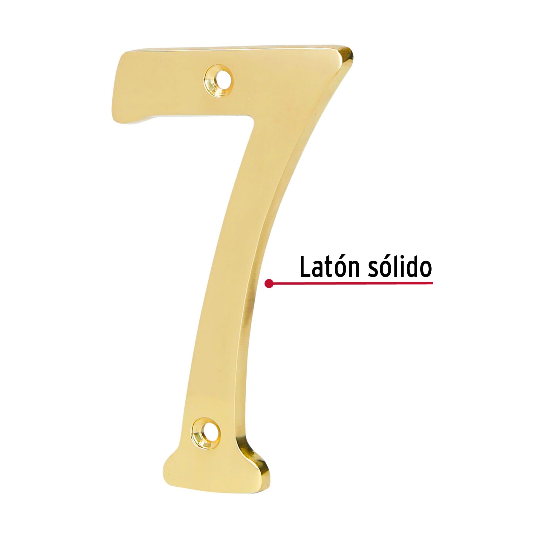 Número 7 de latón sólido 4", Hermex