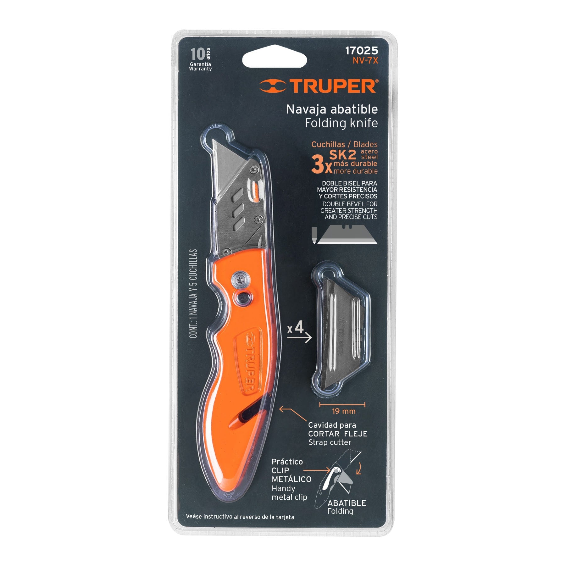 Navaja abatible 7" cuerpo de aluminio y acero inoxidable Truper