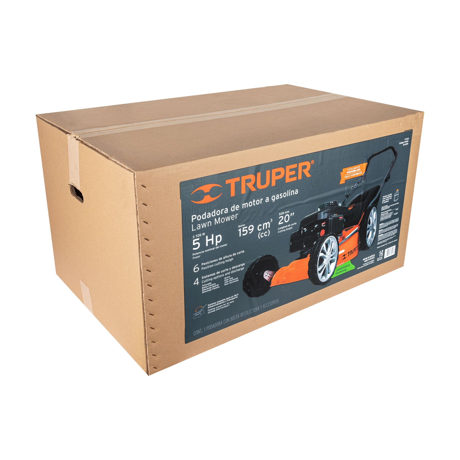 Podadora con motor a gasolina de 5 HP, 20" de corte, Truper