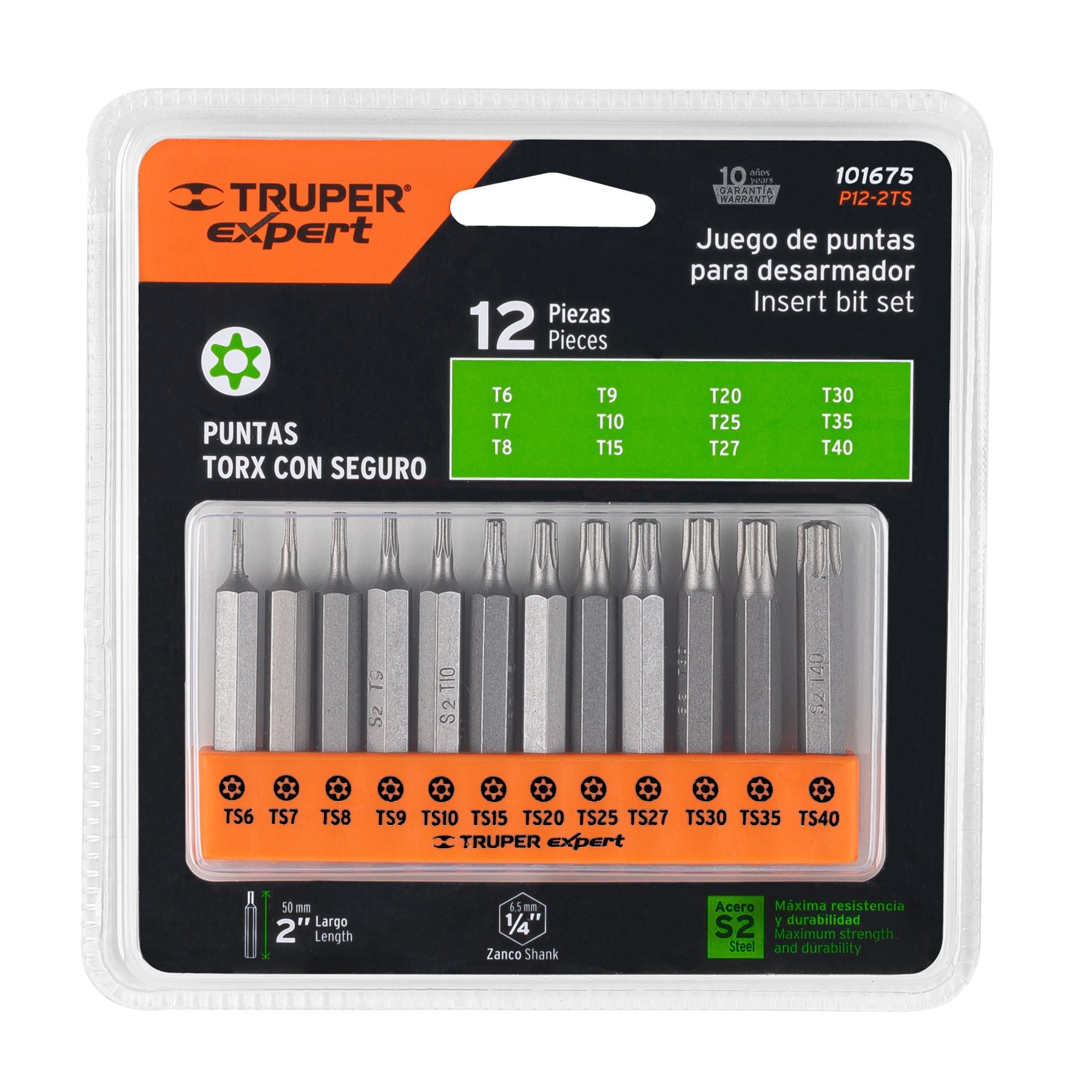 Juego de 12 puntas torx combinadas con seguro largo 2", Expert