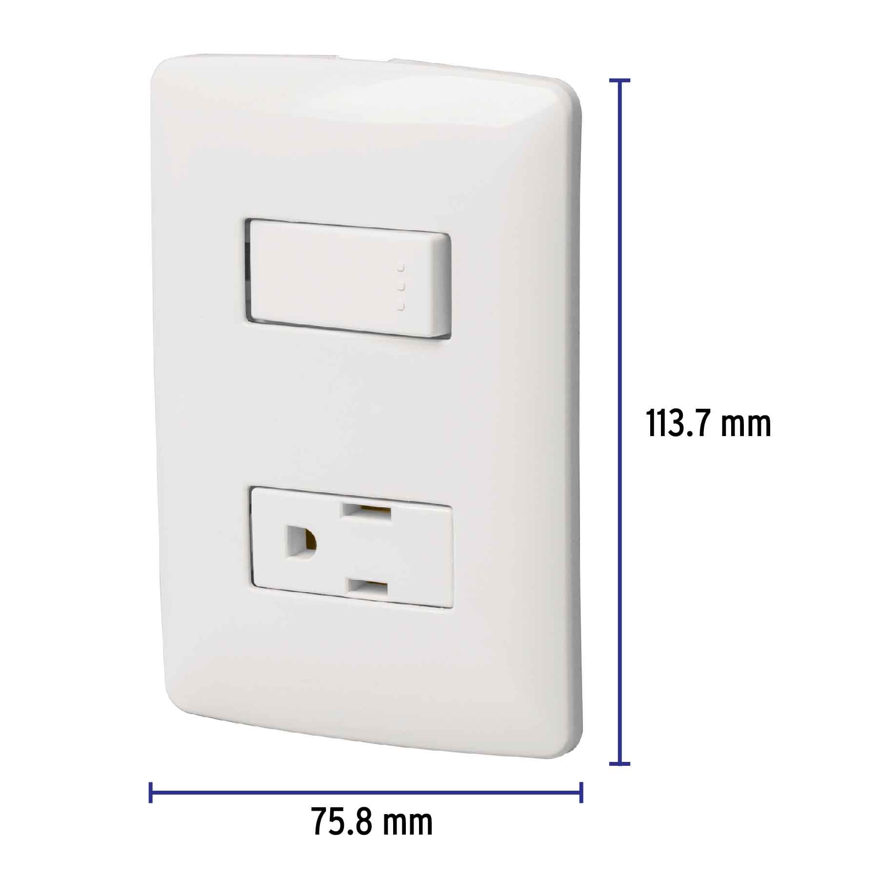 Placa armada contacto e interruptor, blanco, línea Italiana