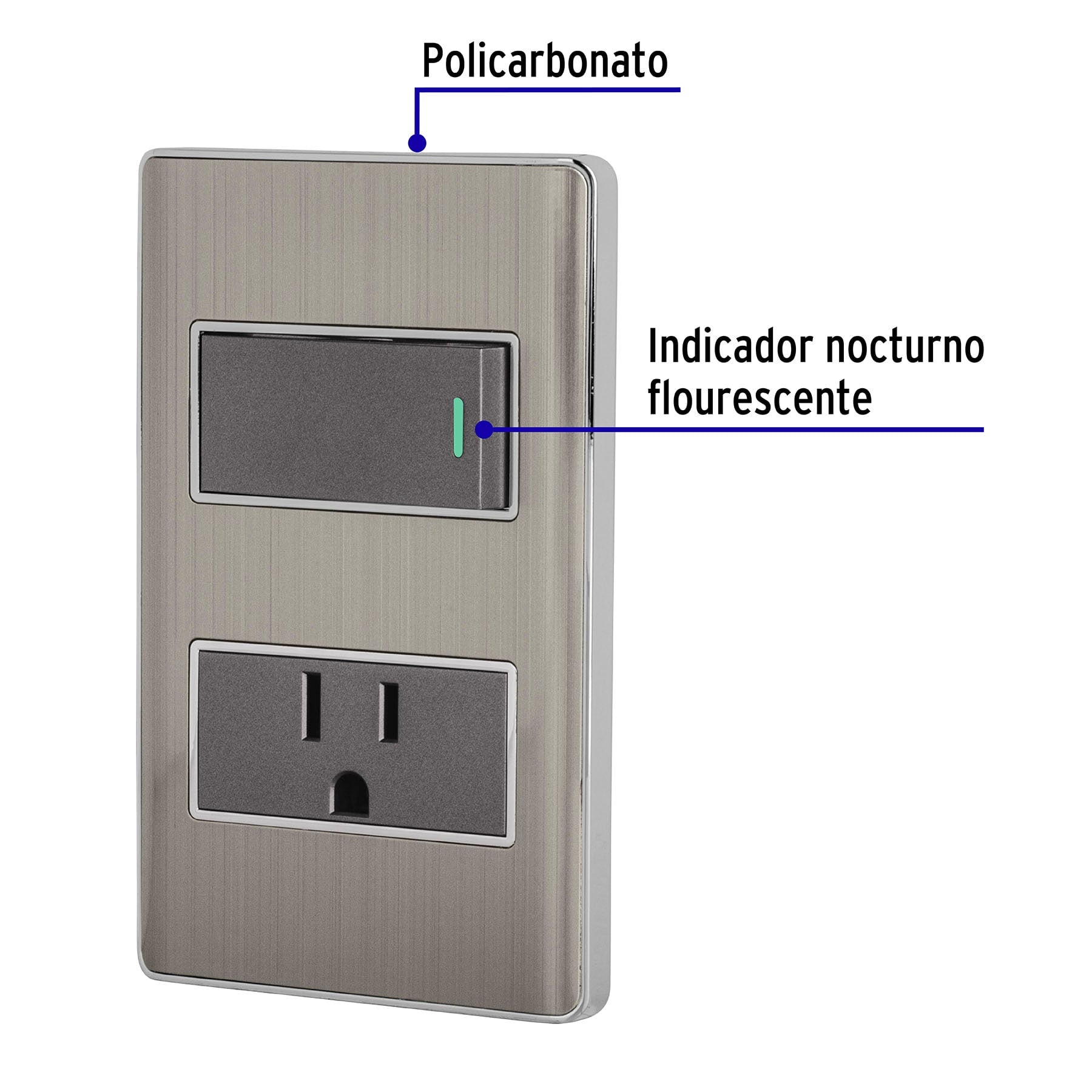 Placa armada acero interruptor y contacto 1 módeloulo, Lisboa