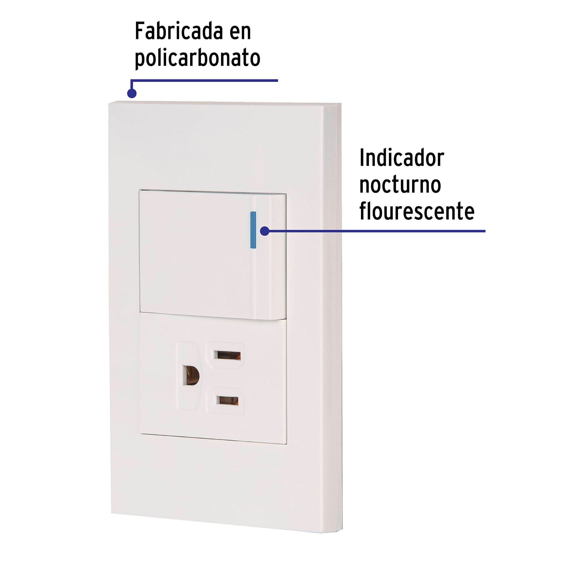Placa armada 1 interruptor,1contacto,1.5mod,Española, blanco