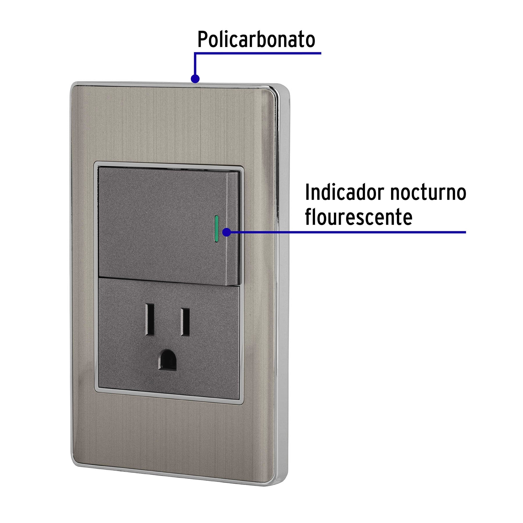 Placa armada acero interruptor y contacto 1.5 módelo, Lisboa