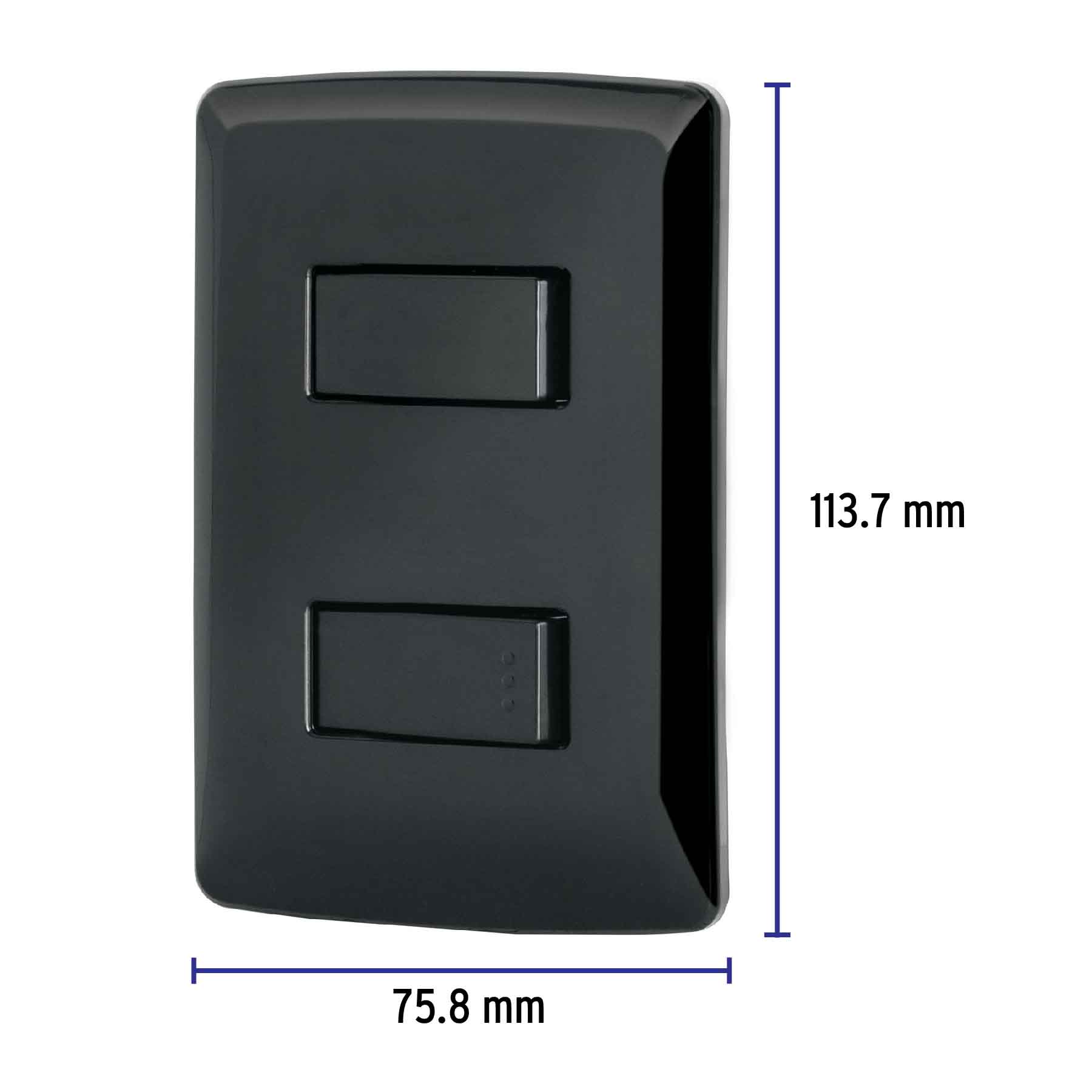 Placa armada 1 interruptor 1 escalera, negro, línea Italiana