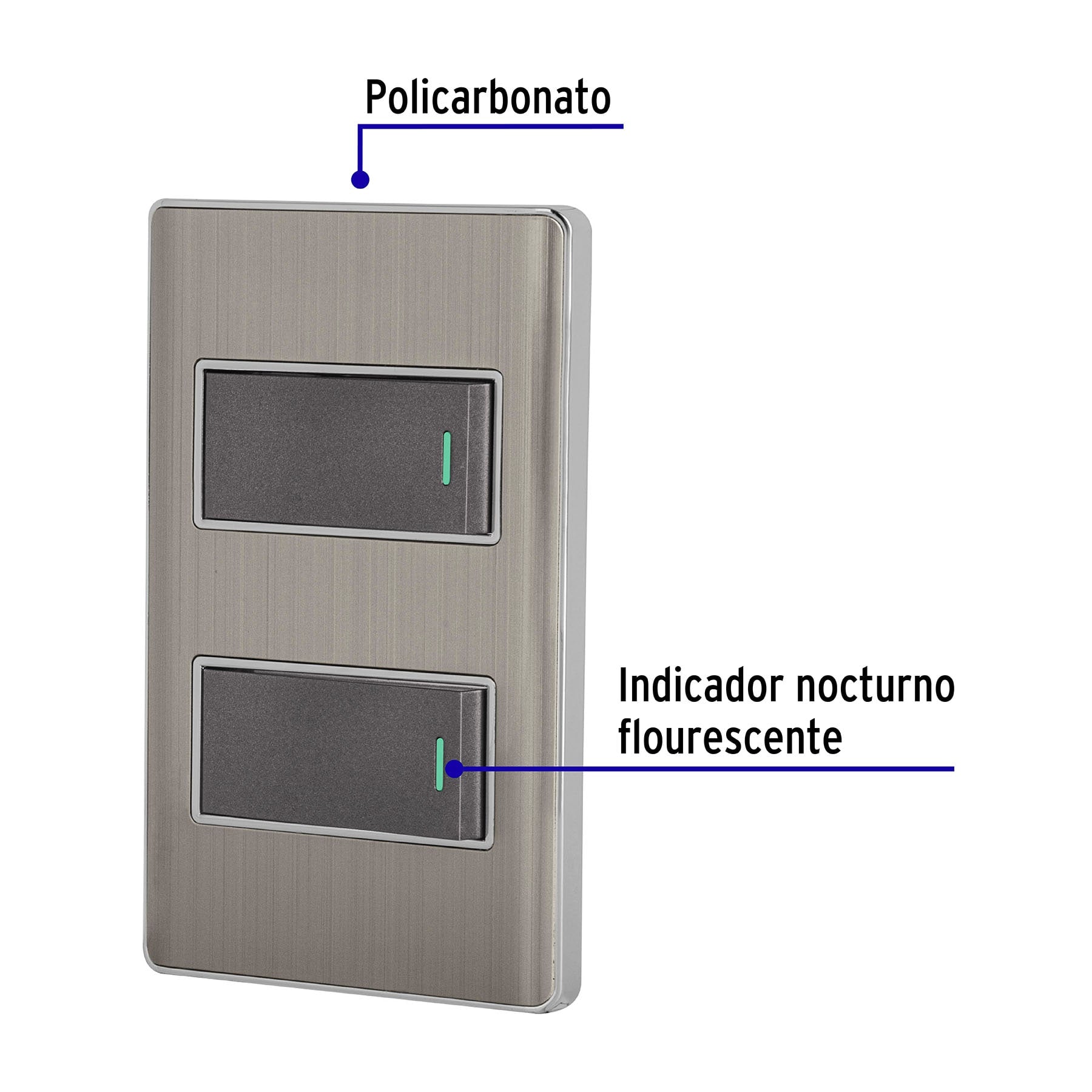 Placa armada acero 1 interruptor y 1 de 3 vías 1 módelo, Lisboa