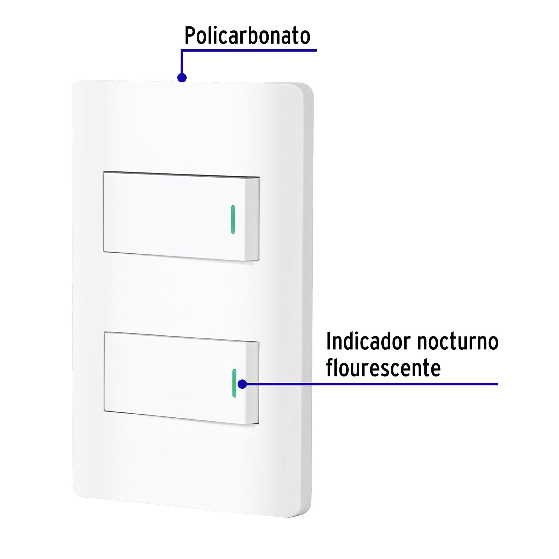 Placa armada blanca con 2 interruptores 1 módeloulo, Lisboa