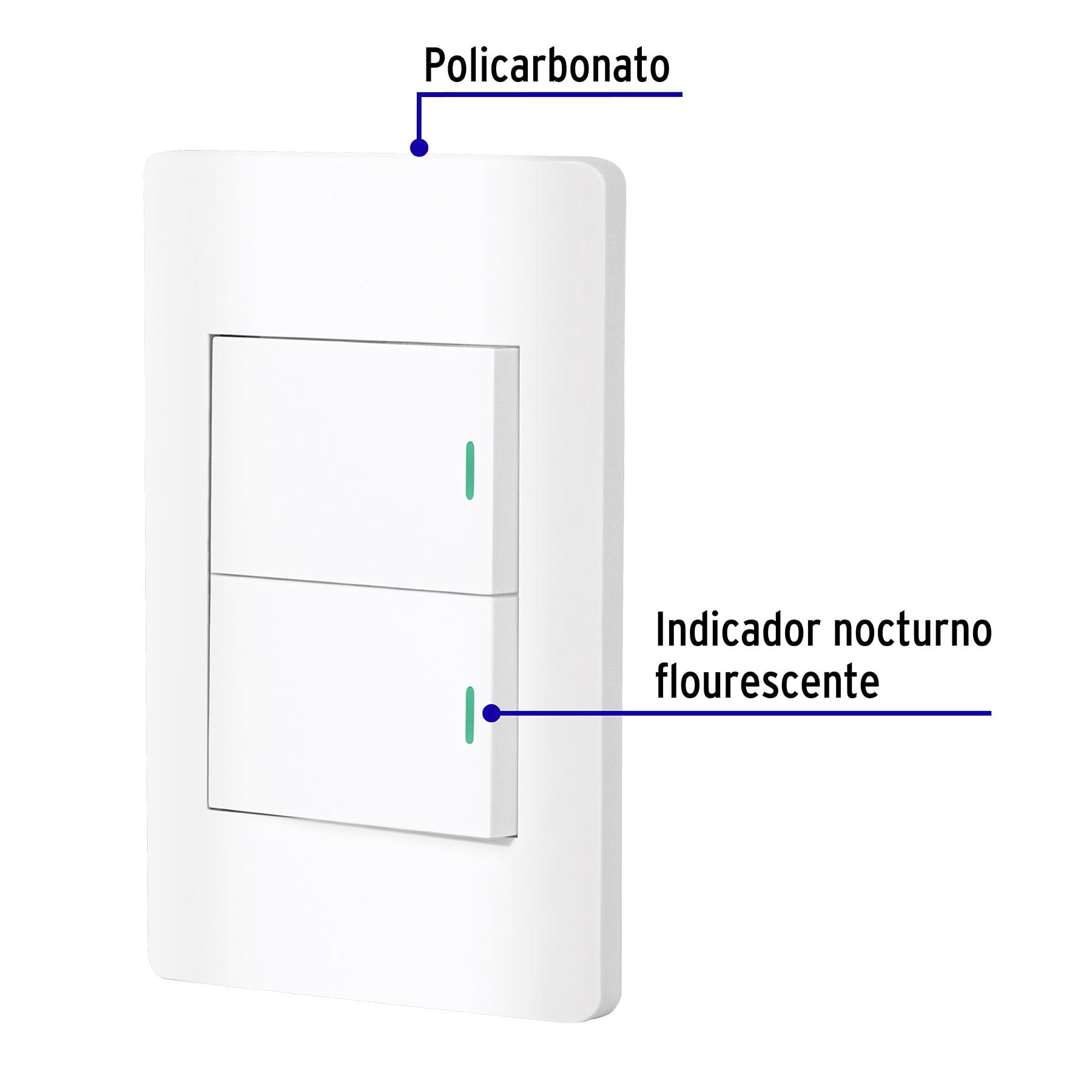 Placa armada blanca 1 interruptor y 1 de 3vías 1.5 módelo, Lisbo