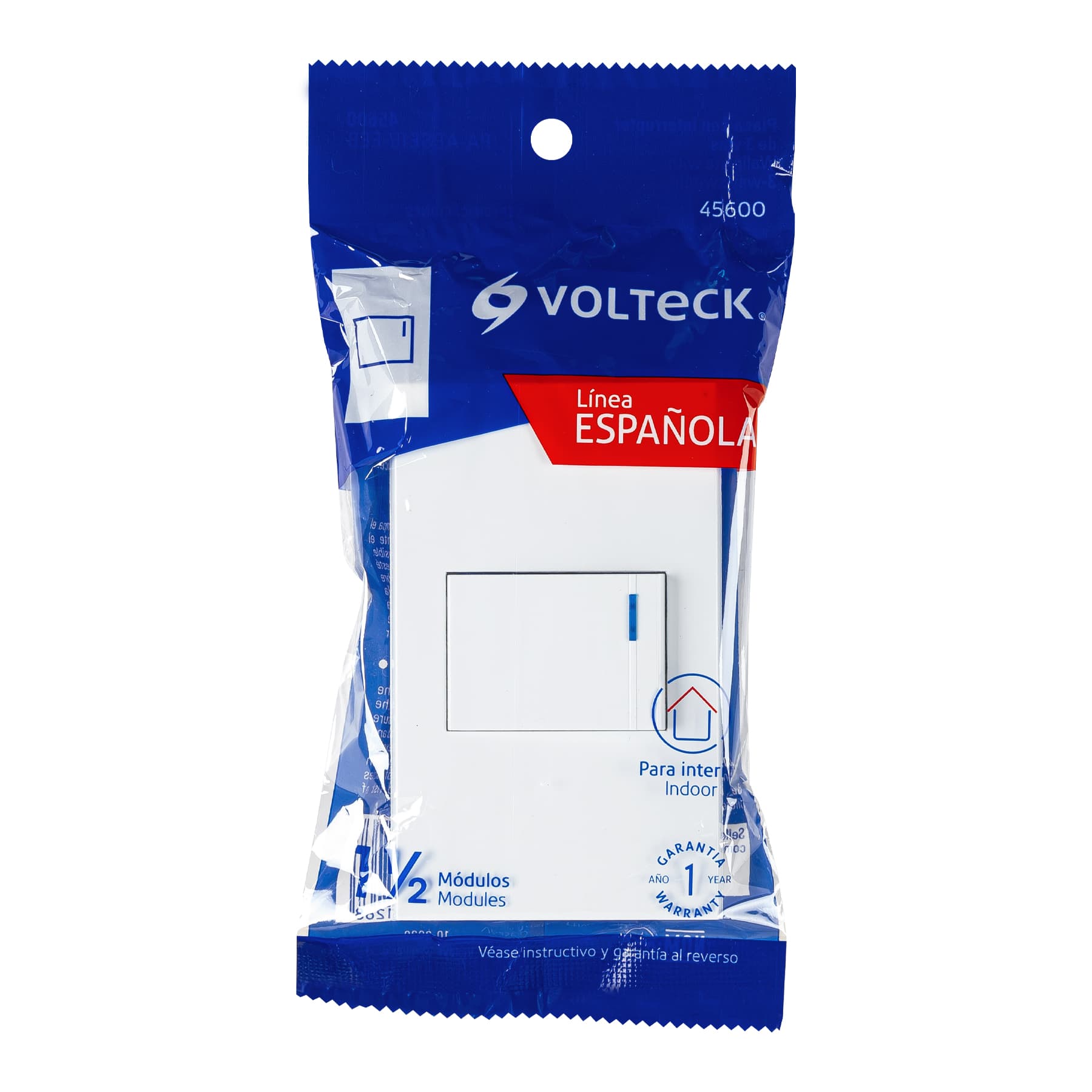 Placa armada 1 interruptor de 3vías, 1.5módelo, Española,blanco