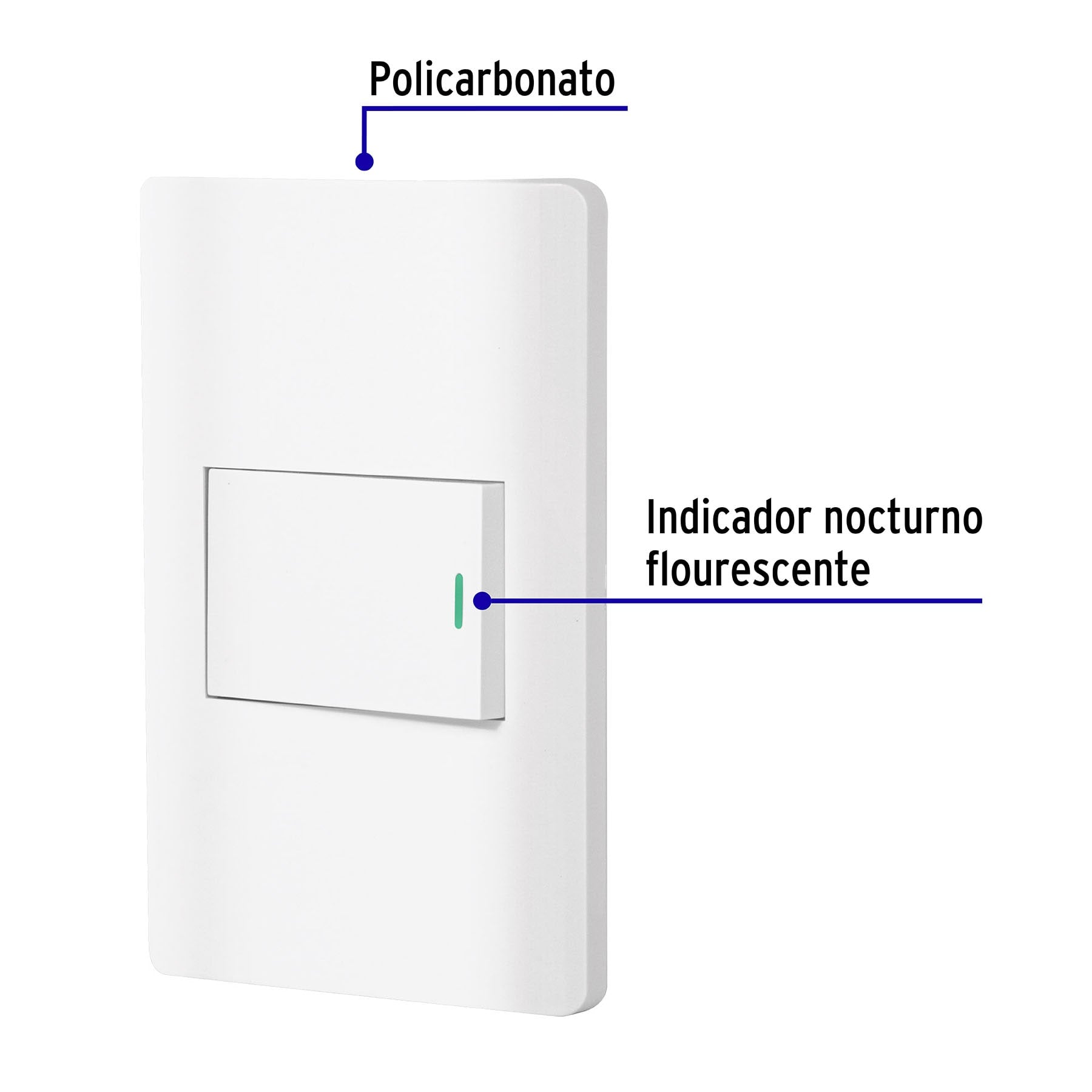 Placa armada blanca 1 interruptor de 3 vías 1.5 módelo, Lisboa