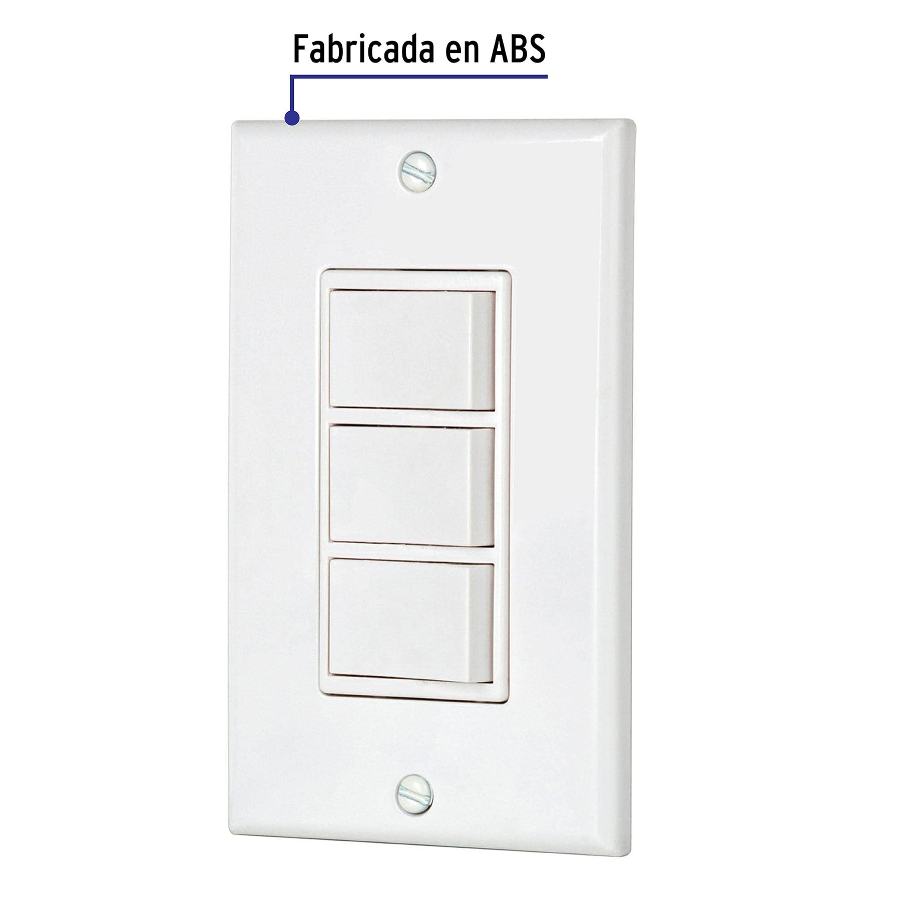 Placa armada con 3 interruptores sencillos, línea Classic
