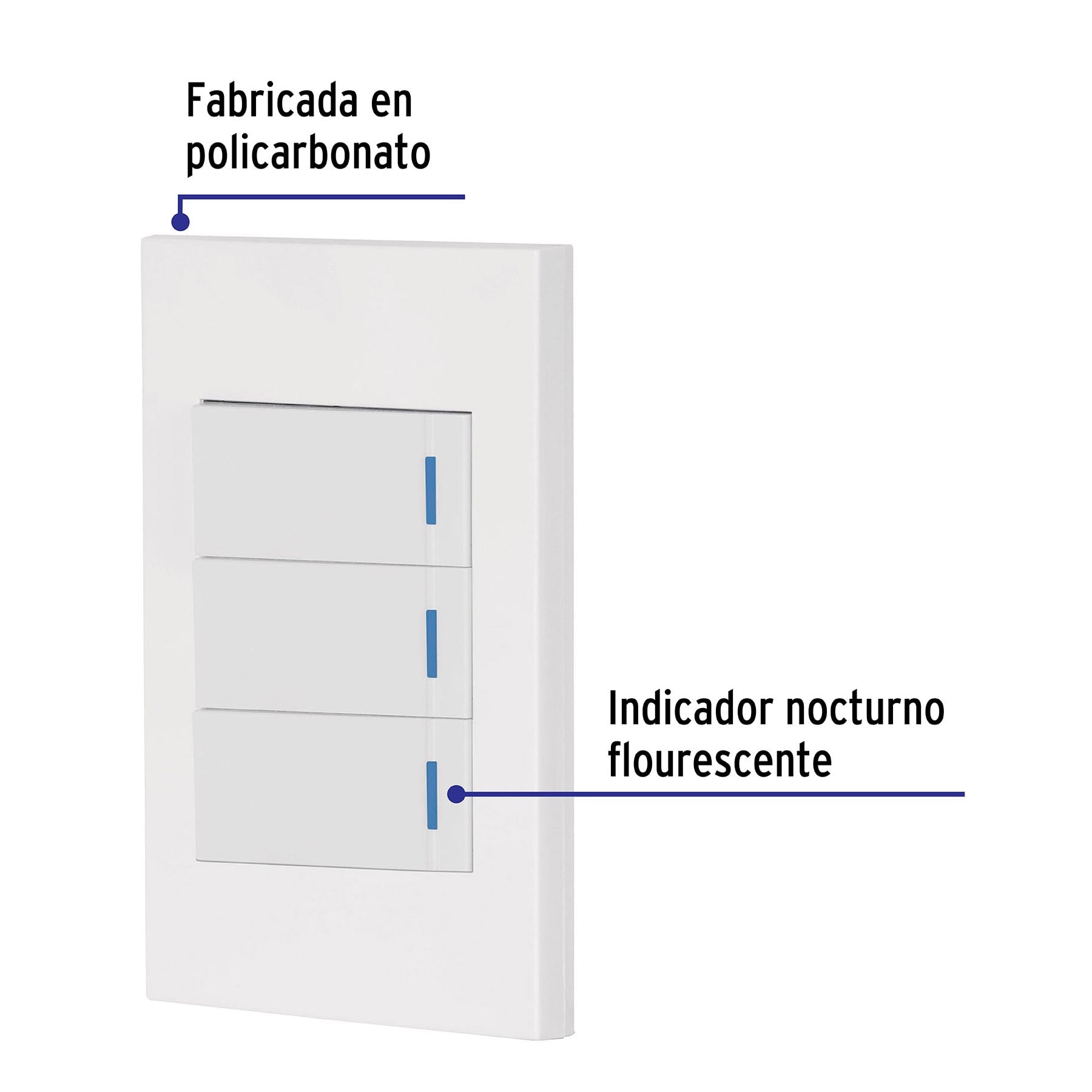 Placa armada 3 interruptores, 1 módeloulo, Española, blanco