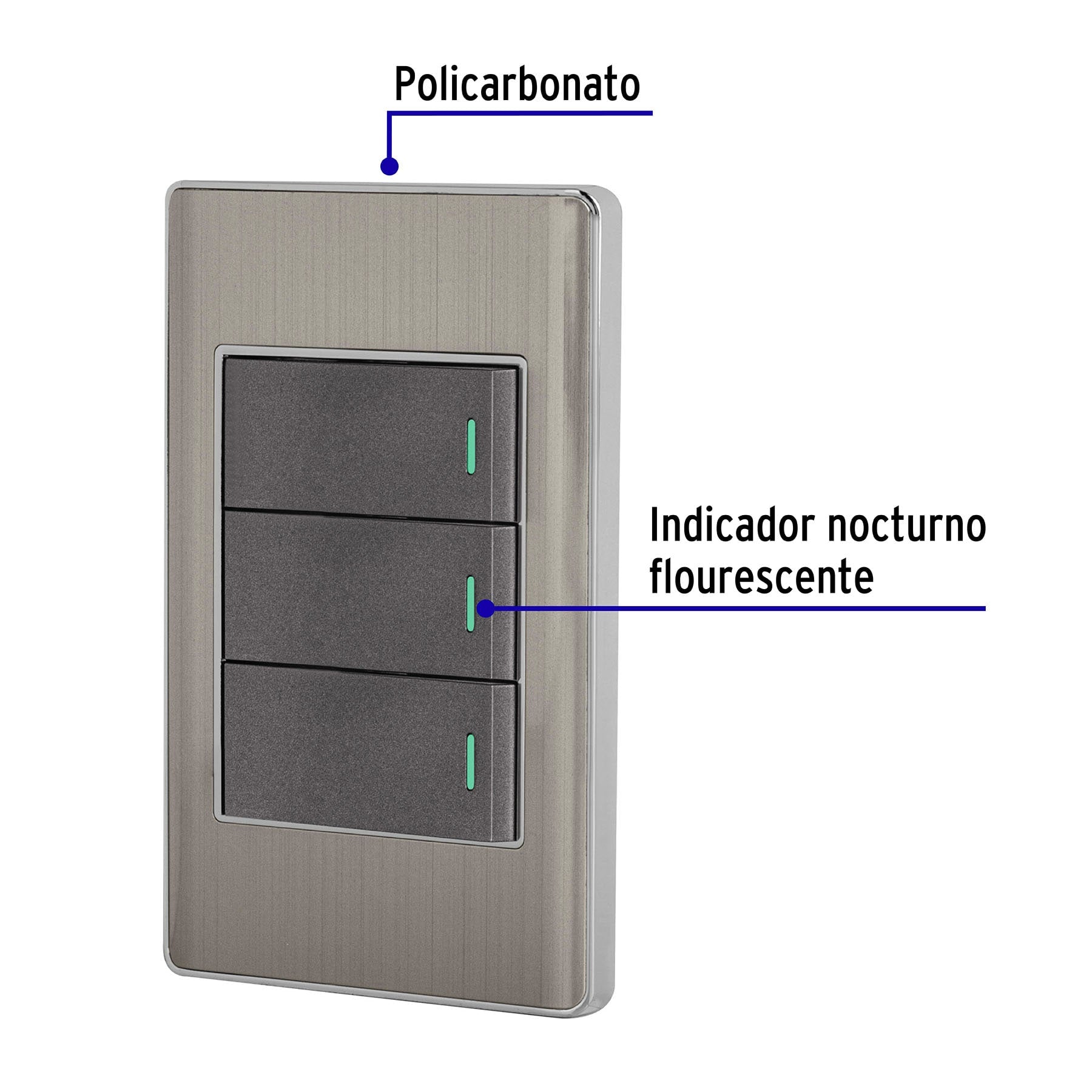 Placa armada acero 2 interruptores 1 de 3 vías 1 módelo,Lisboa