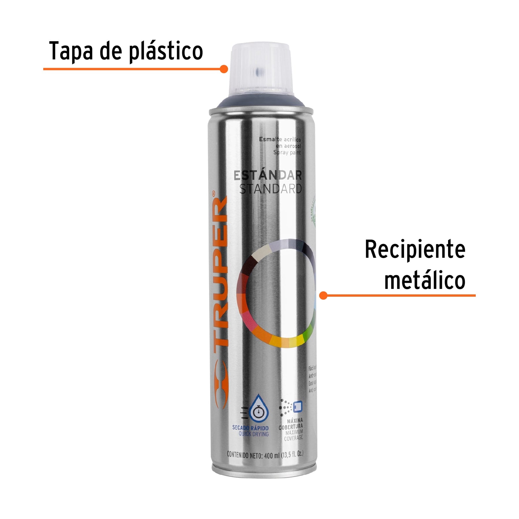 Pintura en aerosol, gris acero, bote esbelto, 400 ml