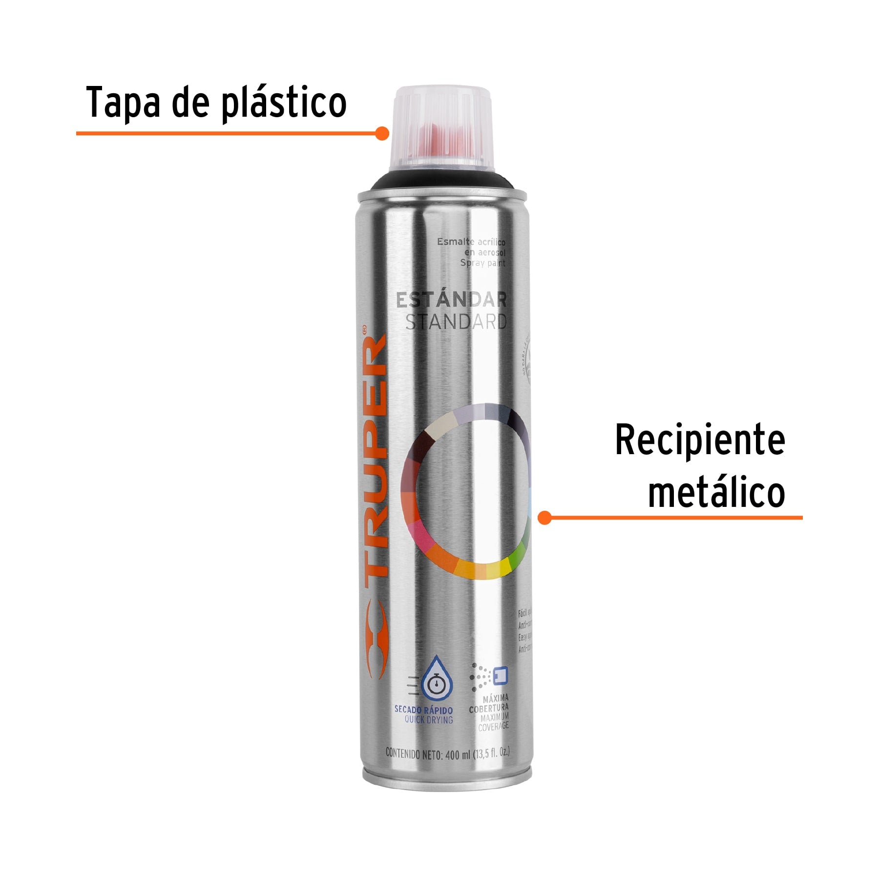 Pintura en aerosol, negro satín, bote esbelto, 400 ml