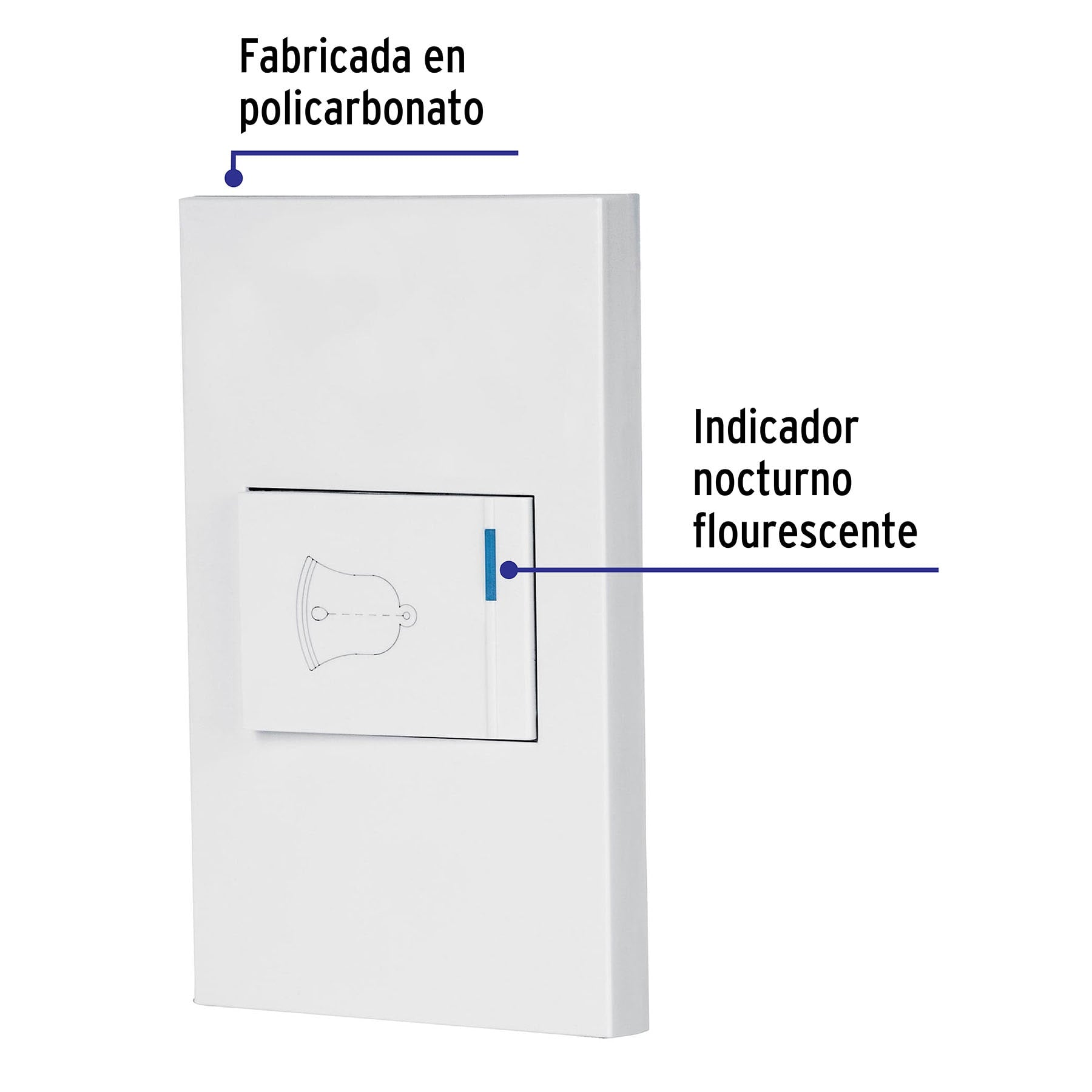 Placa armada 1 interruptor de timbre,1.5mod, Española,blanco
