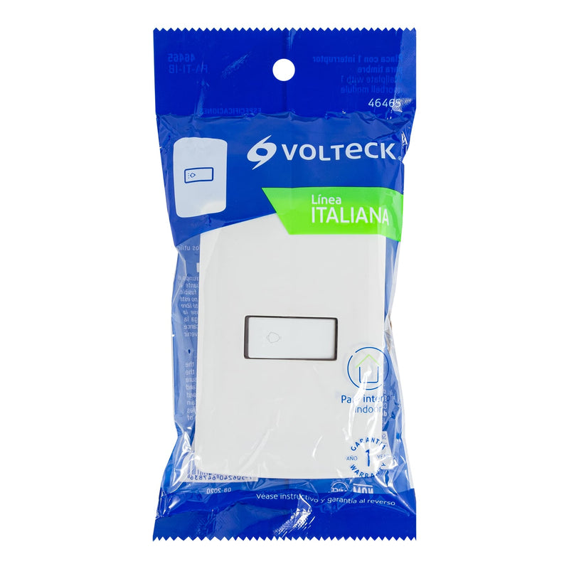Placa armada con timbre,  blanco,  línea Italiana.,  Volteck