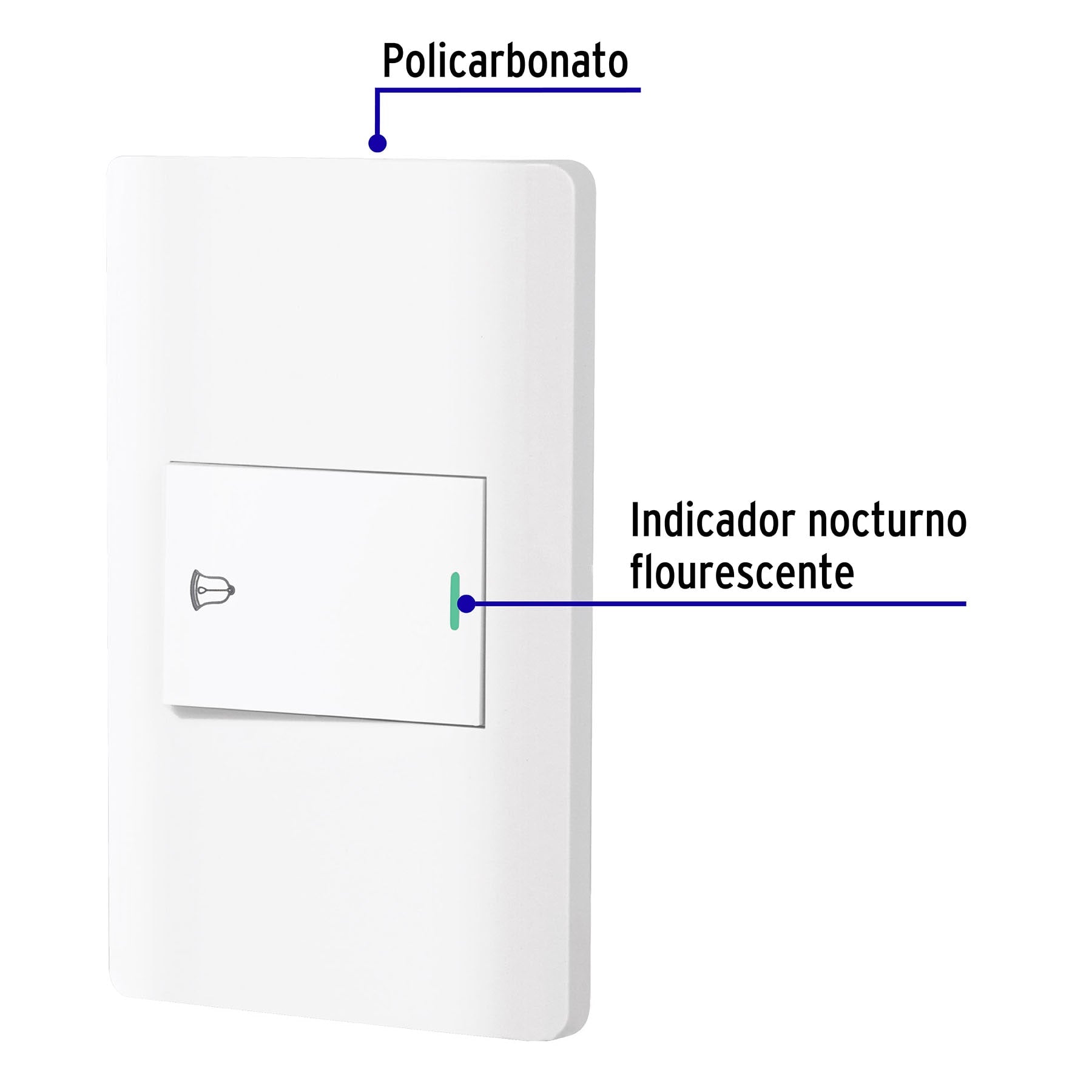 Placa armada blanca 1 interruptor de timbre 1.5 módelo, Lisboa
