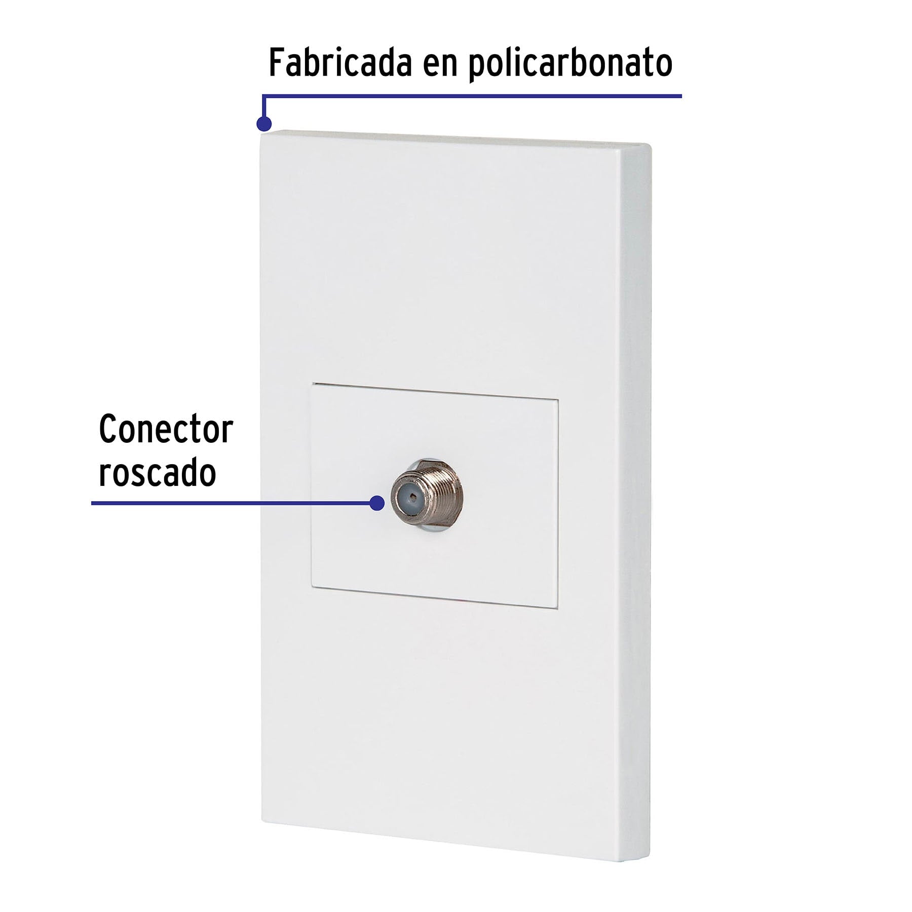 Placa armada 1 toma de TV, 1.5 módeloulos, Española, blanco