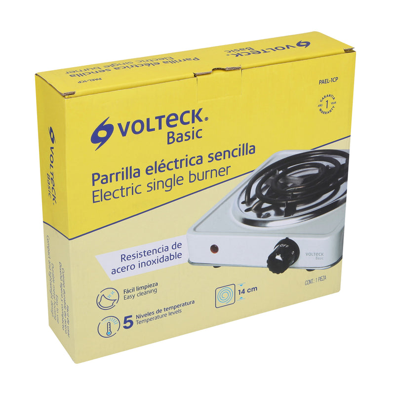 Parrilla eléctrica 1 quemador,  cuadrada,  Volteck Basic