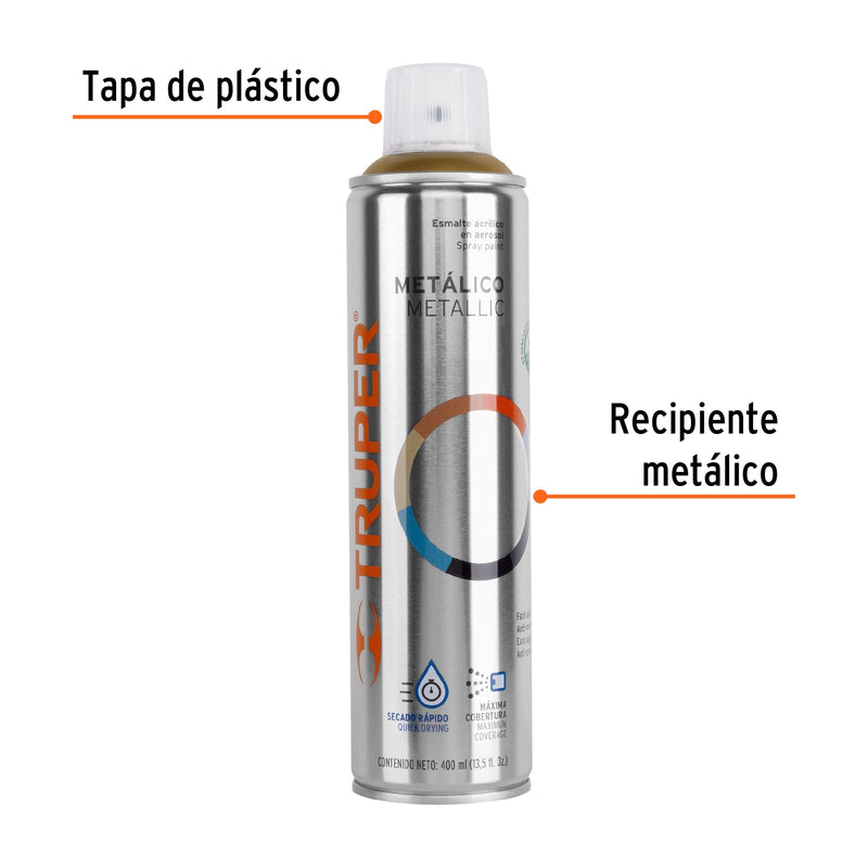 Pintura en aerosol,  oro metálico,  400 ml,  Truper
