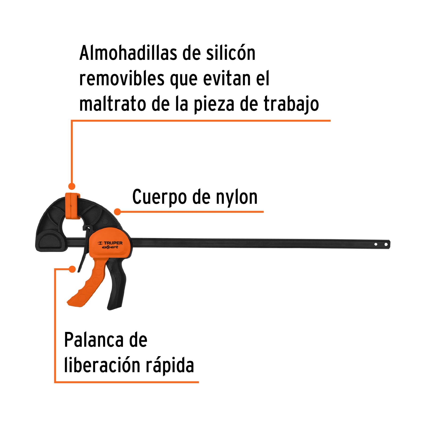 Prensa con ajuste rápido 18", uso rudo, Truper Expert