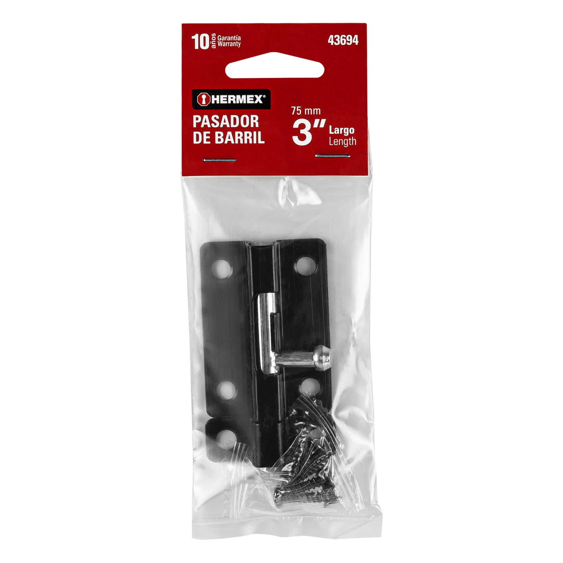 Pasador de barril 3" de acero acabado negro, Hermex