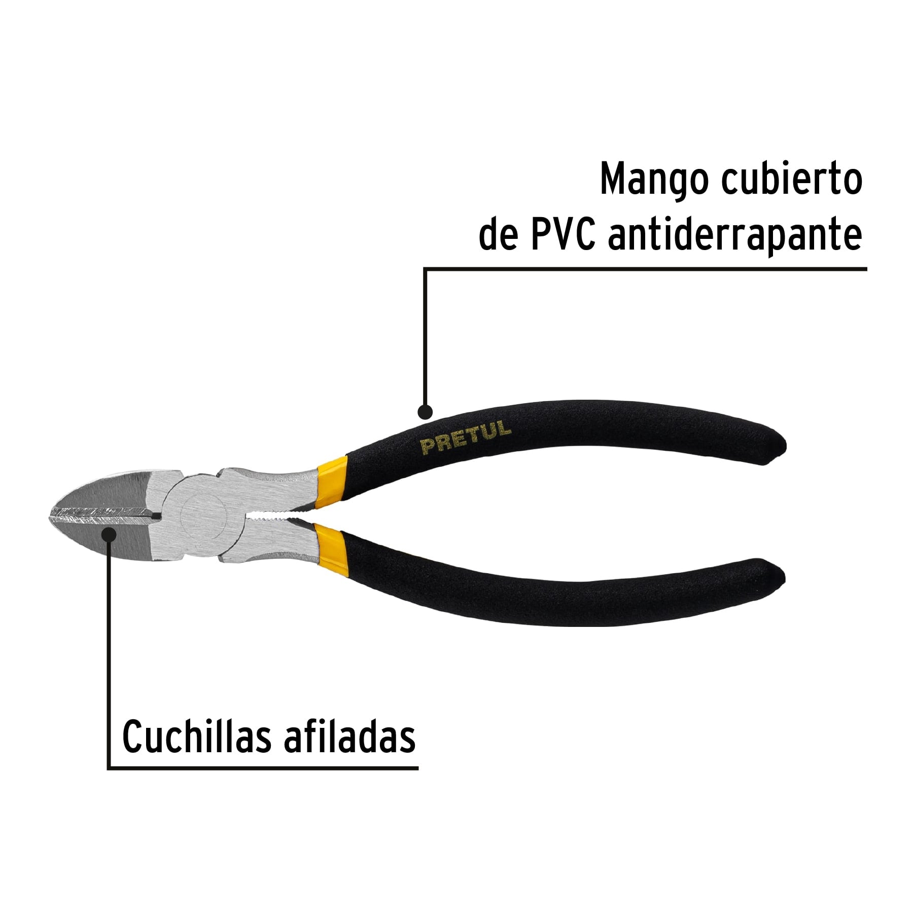 Pinza de corte diagonal 7" mango de PVC, Pretul