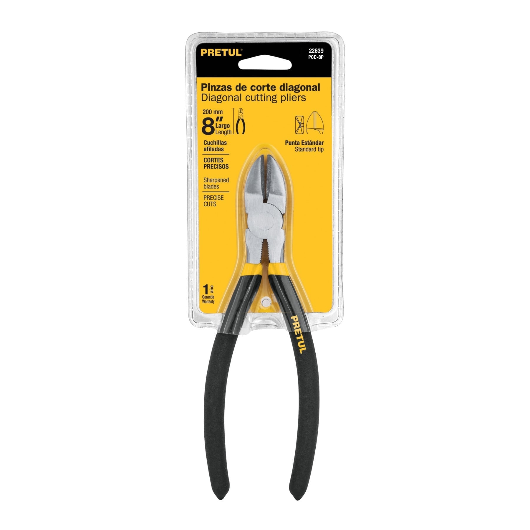 Pinza de corte diagonal 8" mango de PVC, Pretul