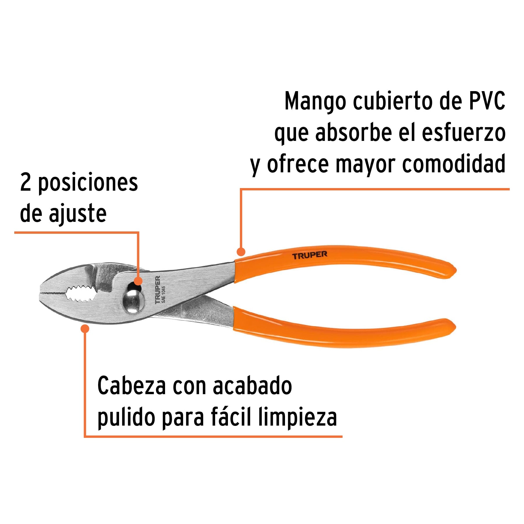 Pinza de chofer 10" mango de PVC, Truper