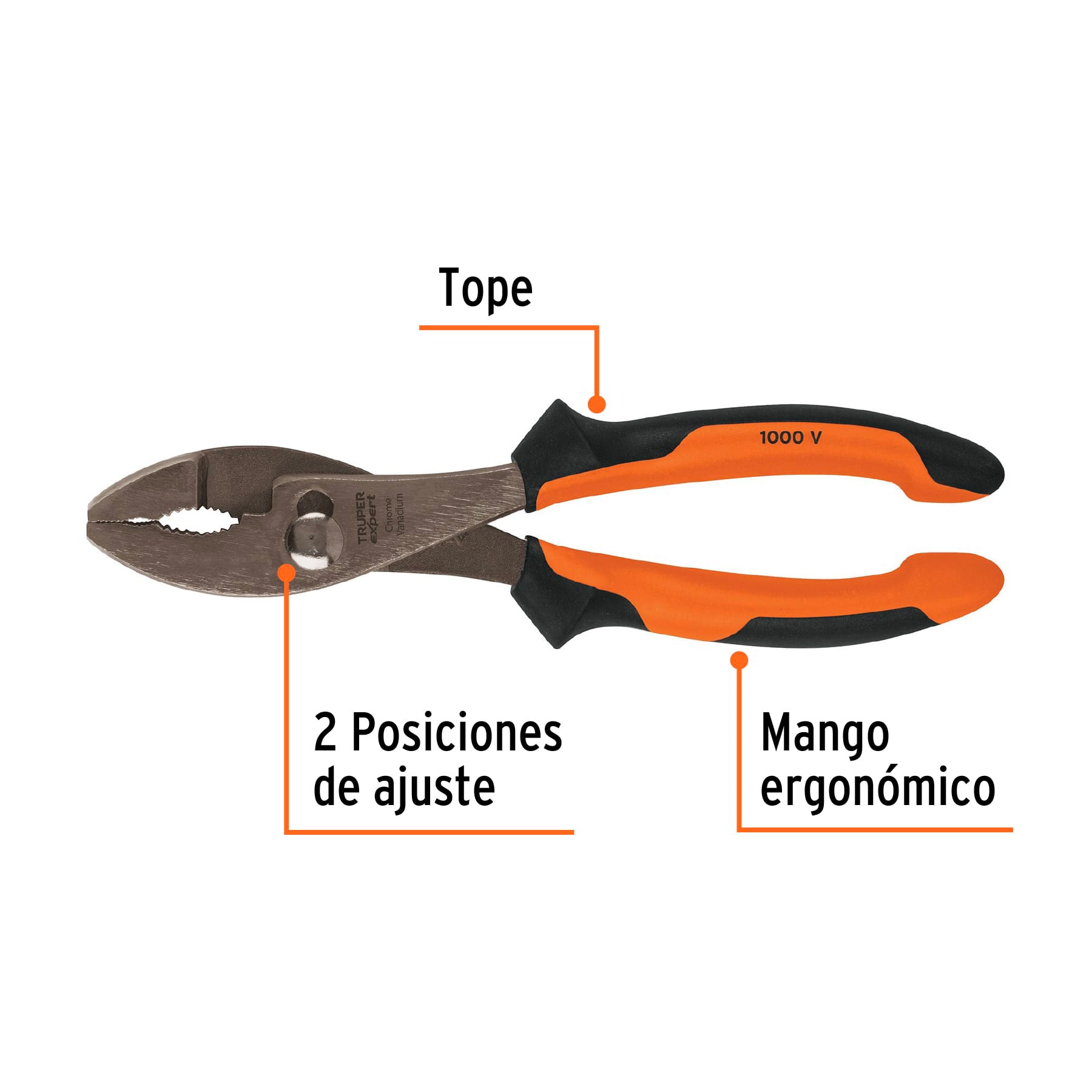 Pinzas de chofer 8" mango Comfort Grip, Truper Expert