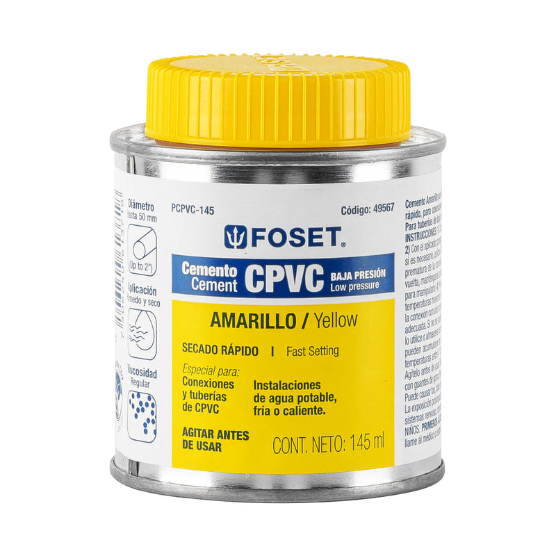 Cemento para CPVC en bote de 145 ml,  baja presión,  Foset