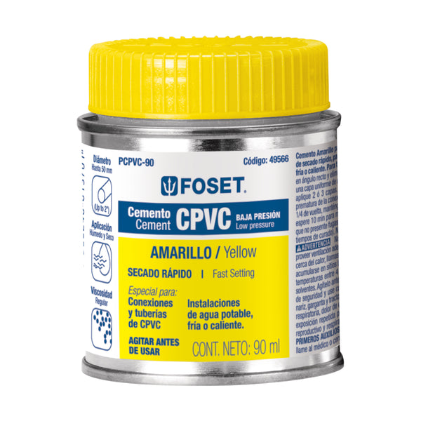 Cemento para CPVC en bote de 90 ml,  baja presión,  Foset