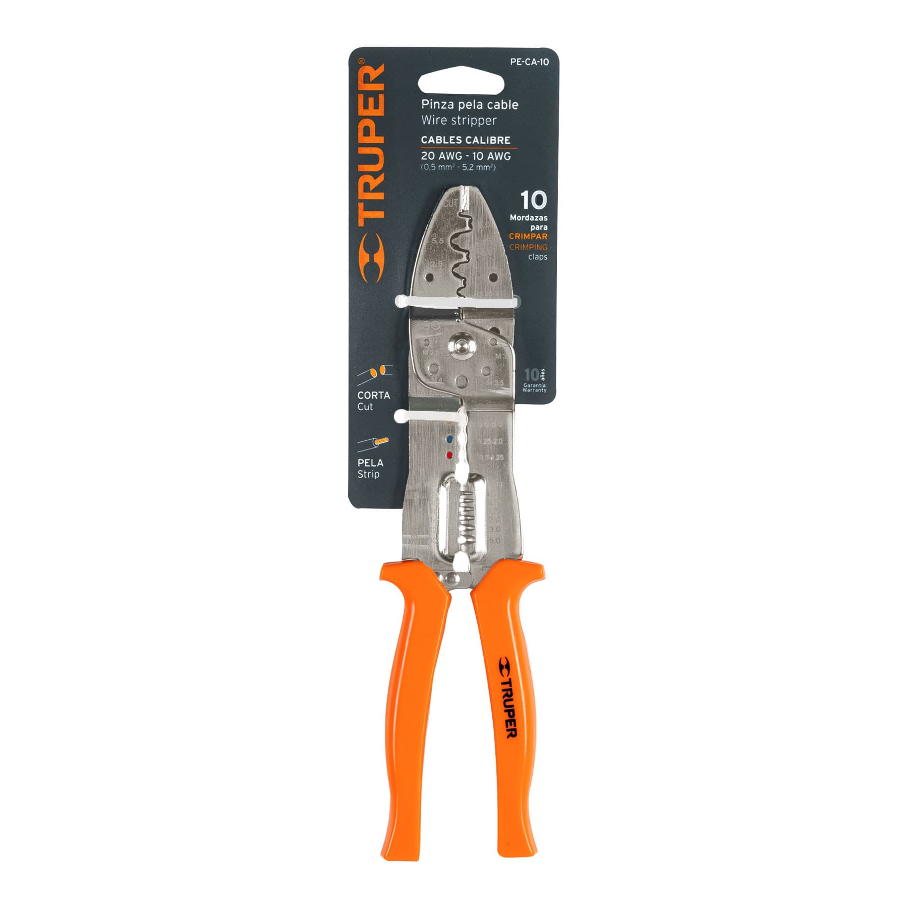Pinza 10" pela cables, 20 a 10 AWG,Truper