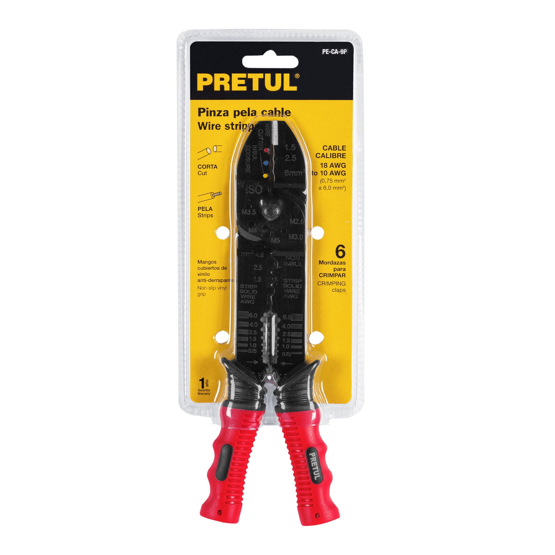 Pinza 9" pela cables, 18 a 10 AWG, Pretul