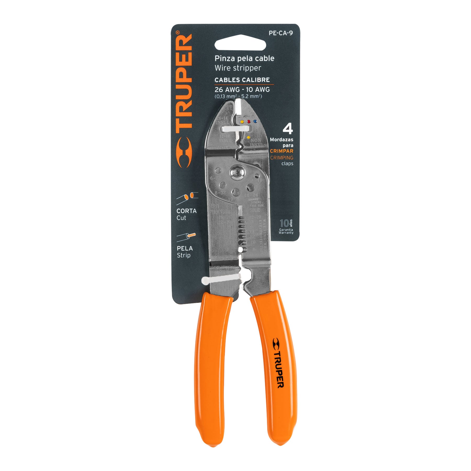 Pinza 9" pela cables, 26 a 10 AWG, Truper
